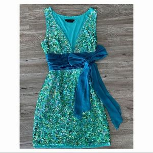 BCBGMAXAZRIA Seafoam Green Sequin Dress